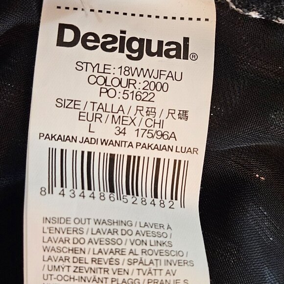 Desigual Edinburgo Back Vent Black Sequin Sweater Medium Goth Grunge - Picture 11 of 13